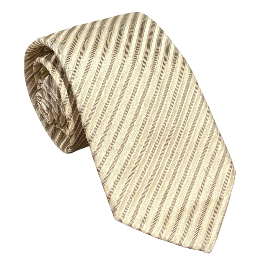 100% Silk Hugo Boss Gold Stripes Necktie